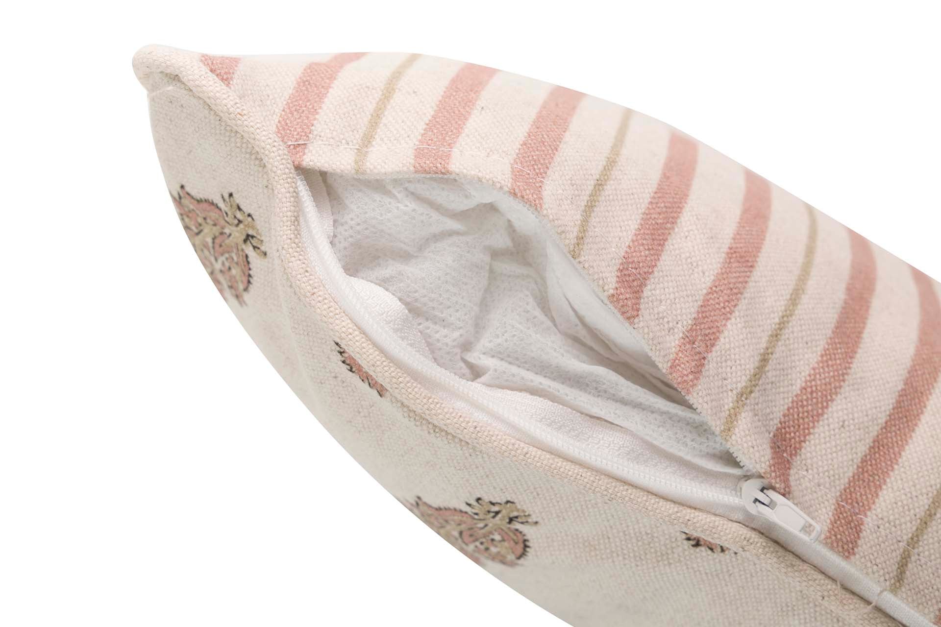 COJIN LINO FLORES RAYAS 45x30 CM - Min.2 uds