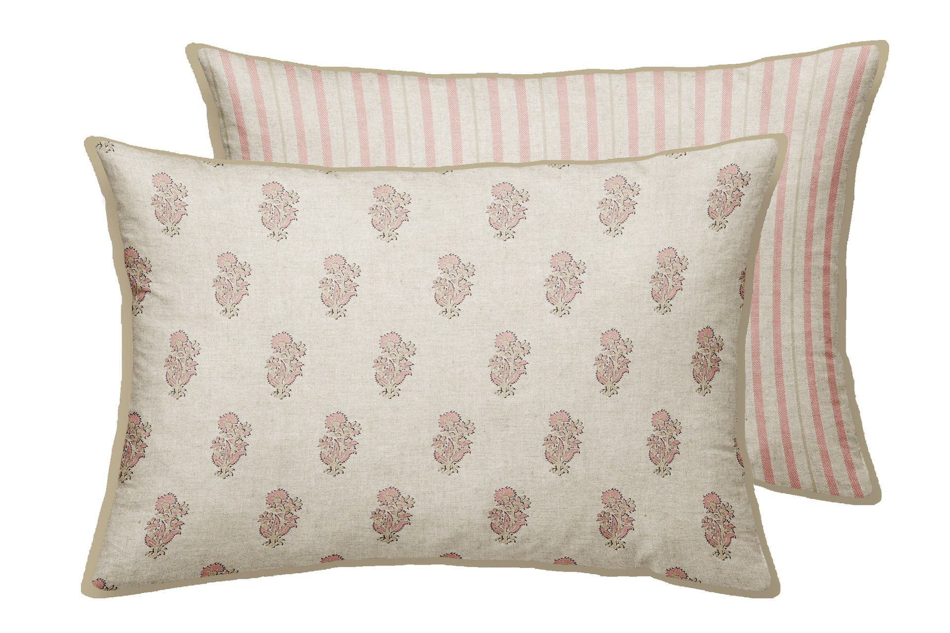 COJIN LINO FLORES RAYAS 45x30 CM - Min.2 uds