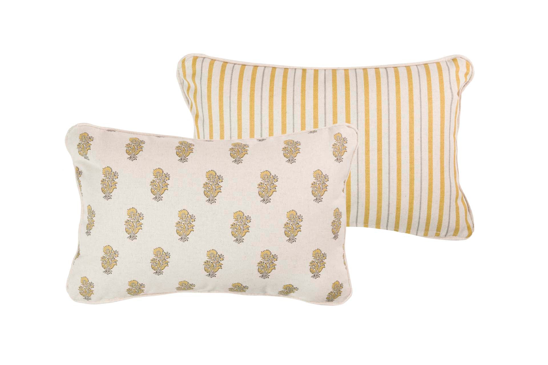 COJIN LINO FLORES RAYAS 45x30 CM - Min.2 uds