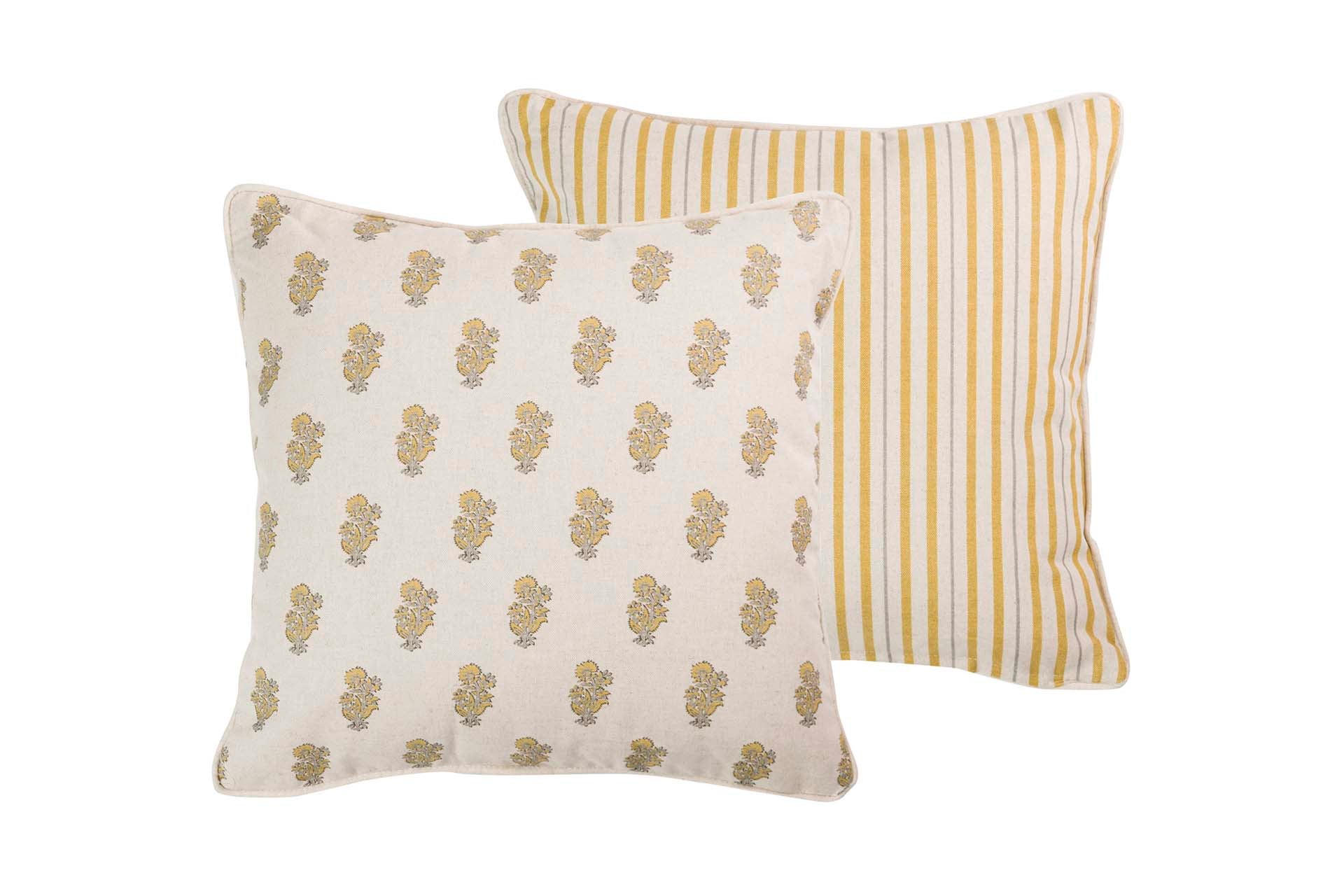 COJIN LINO FLORES RAYAS 45x45 CM - Min.2 uds
