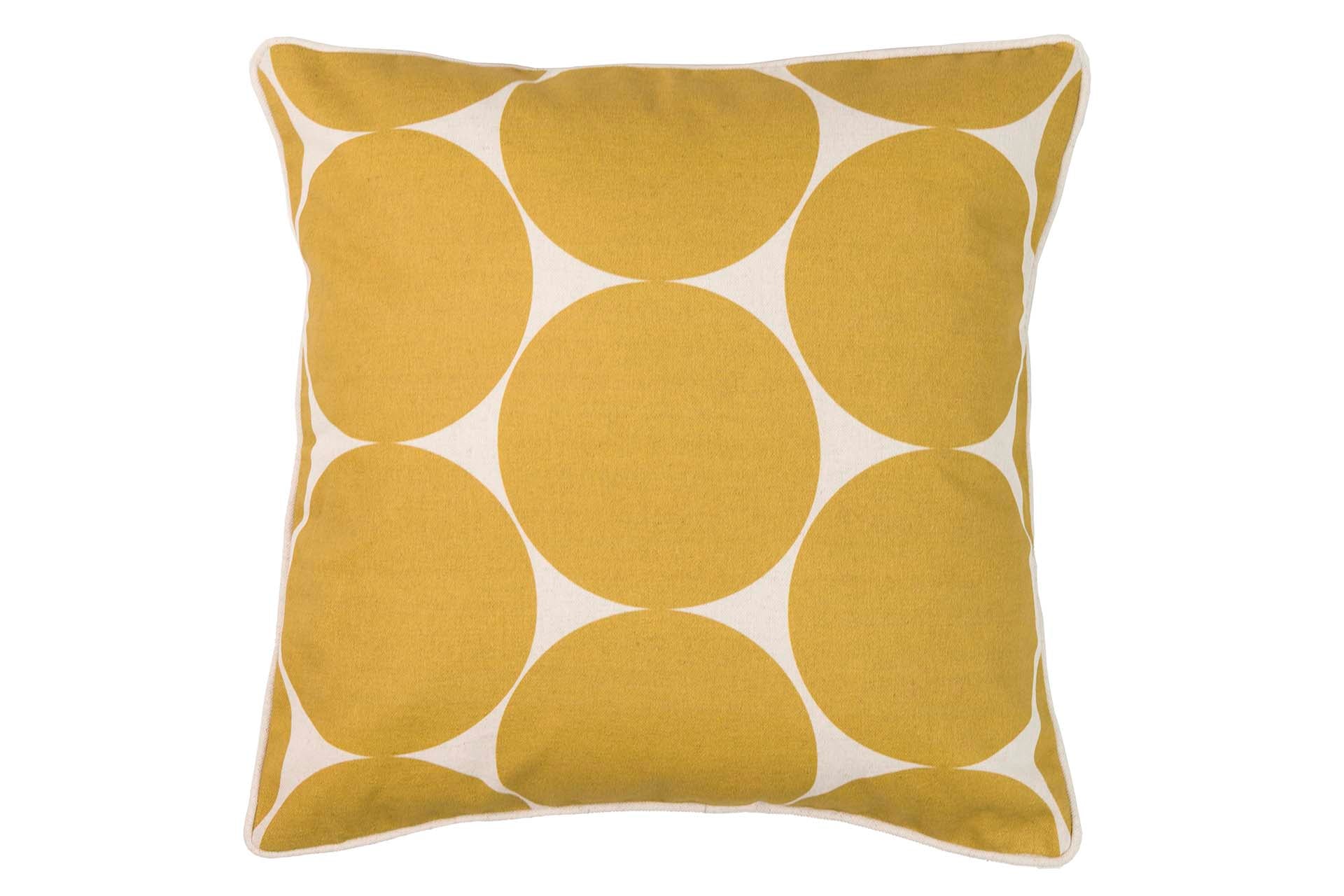 COJIN LINO CIRCULOS AMARILLOS 45x13x45 CM - Min.2 uds