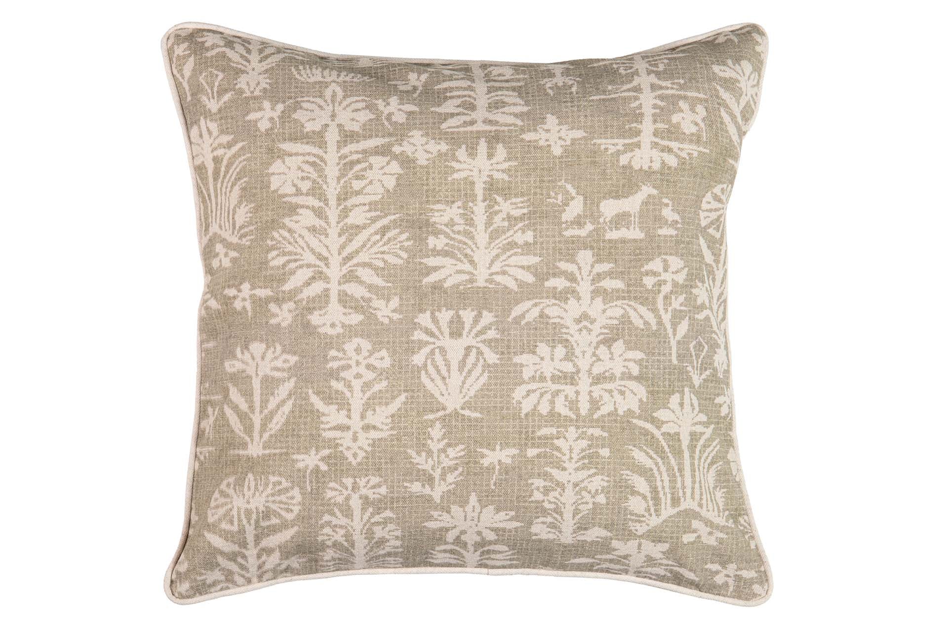 COJIN LINO PLANTAS MARRON 45x13x45 CM - Min.2 uds