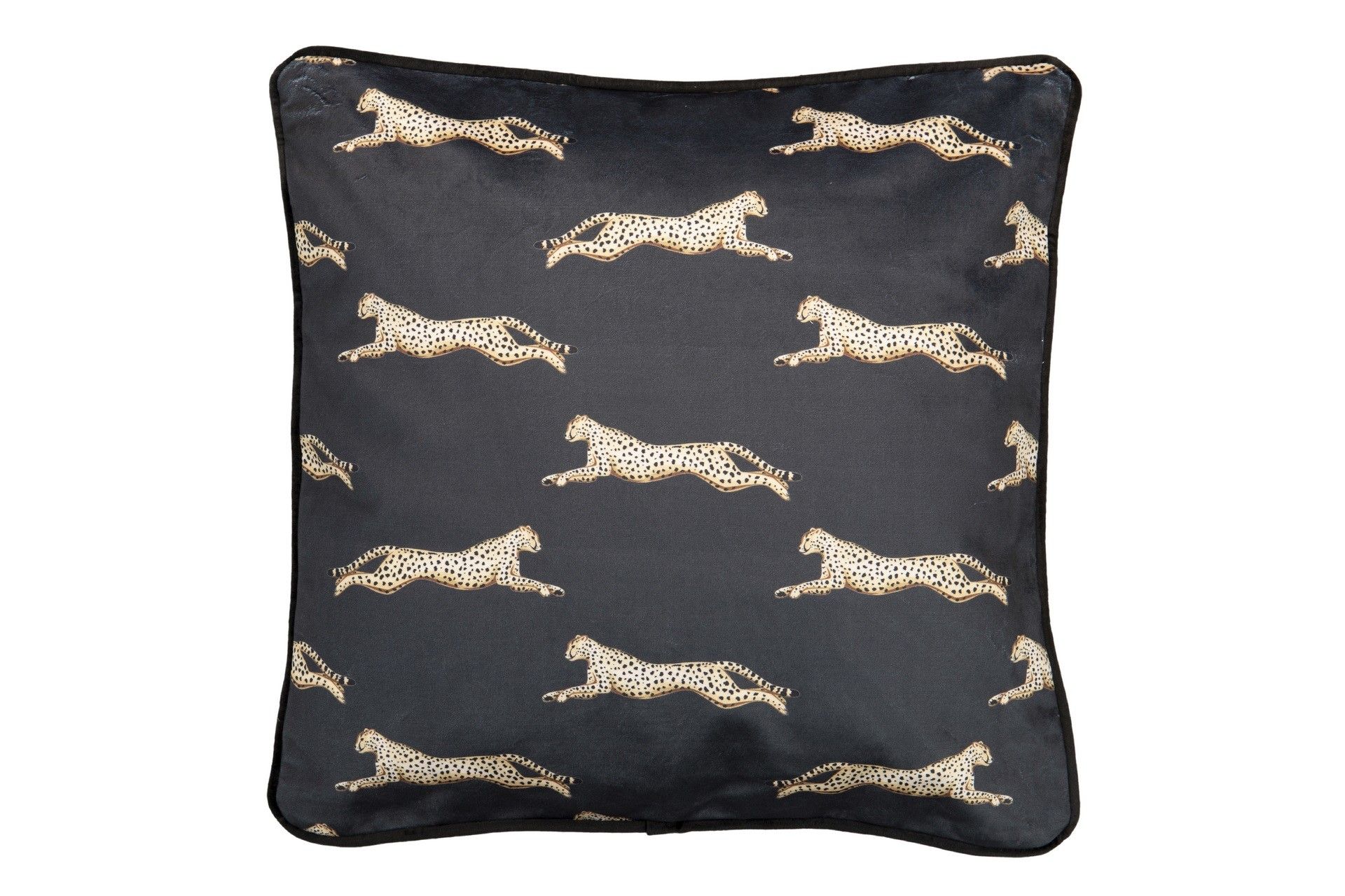 COJIN VELVET LEOPARDOS NEGRO DORADO 45x13x45 CM