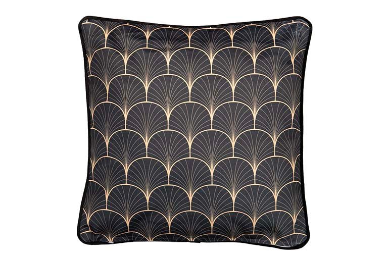 ALMOFADA DE VELUDO LEOPARDOS PRETO DOURADO 45x13x45 CM