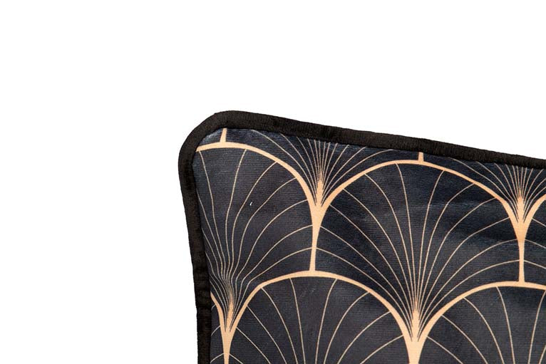 ALMOFADA DE VELUDO LEOPARDOS PRETO DOURADO 45x13x45 CM