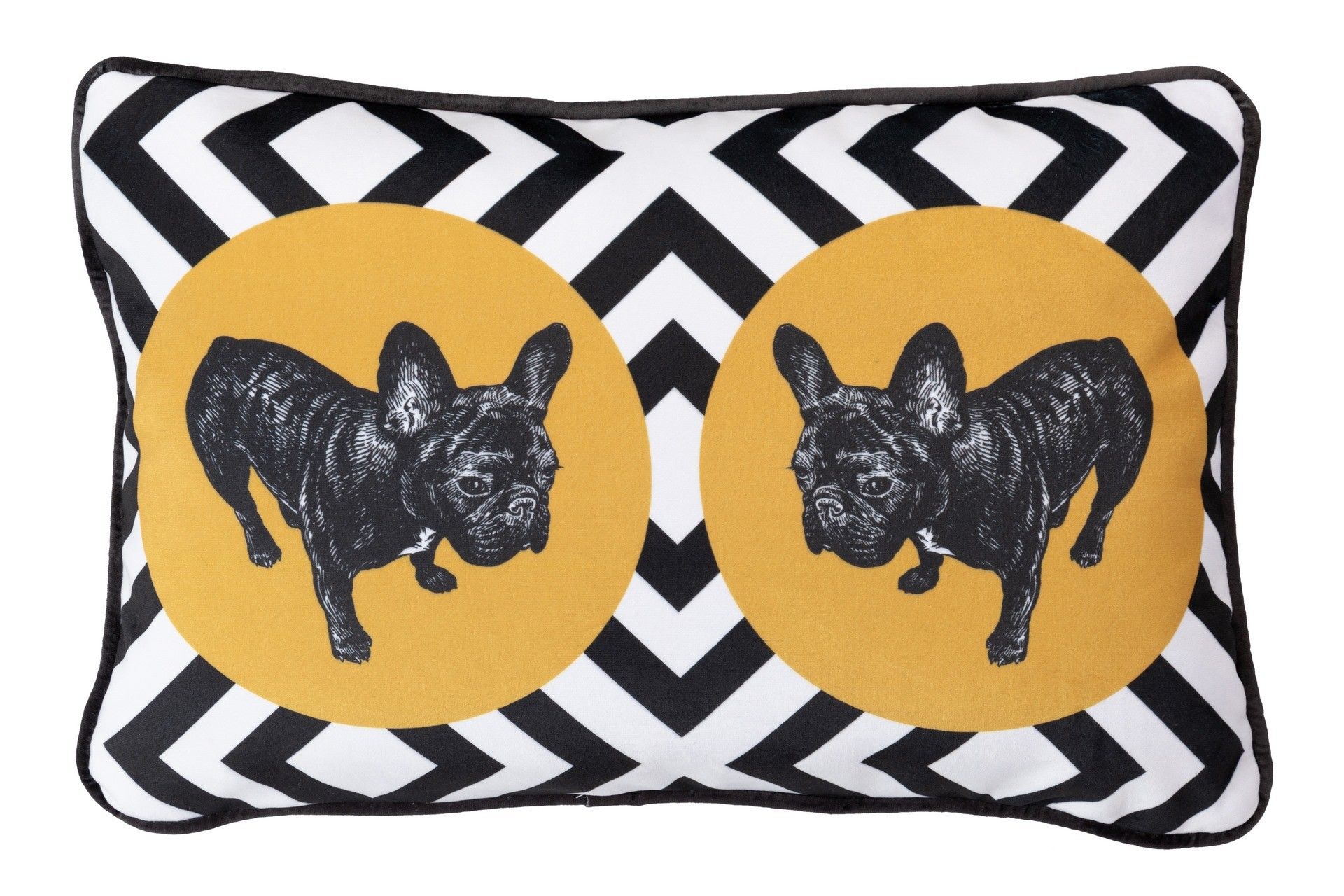 GEOMETRIC VELVET BULLDOG CUSHION 45x13x30 CM - Min.2 units