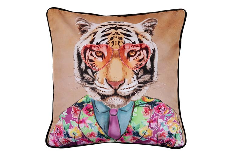 COJIN VELVET TIGRE ZIG ZAG 45x13x45 CM