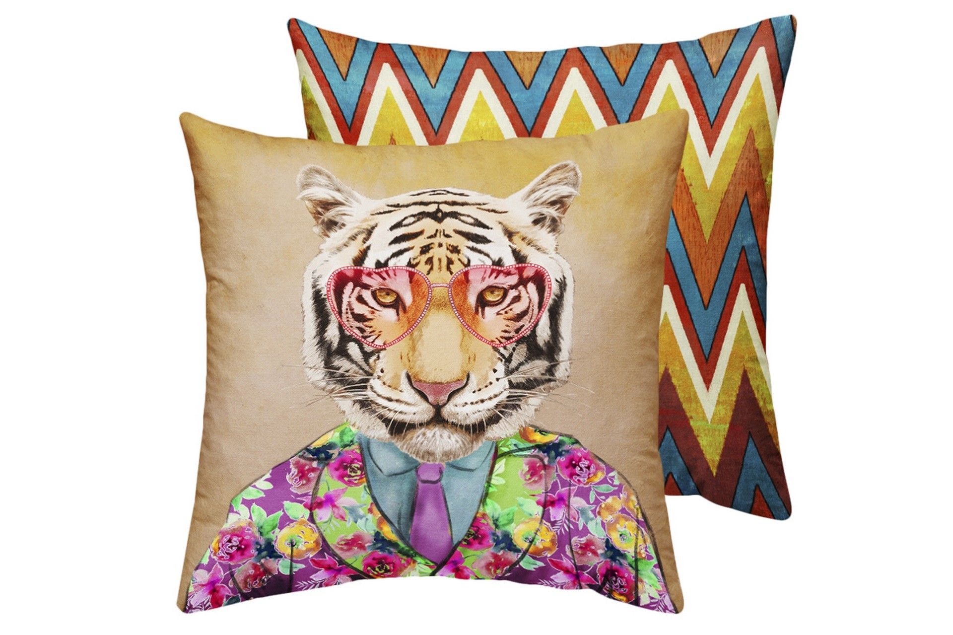 COJIN VELVET TIGRE ZIG ZAG 45x13x45 CM