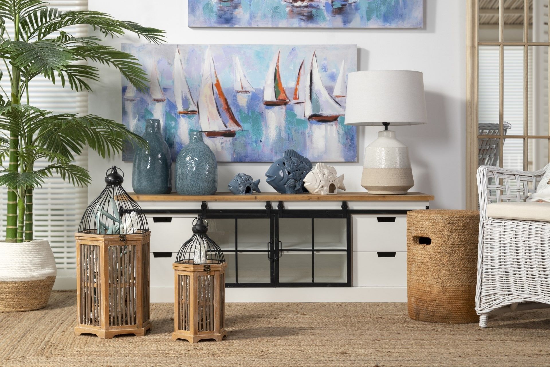 SET 2 ANTIQUE LANTERN 31x27x66/22x19x48 CM