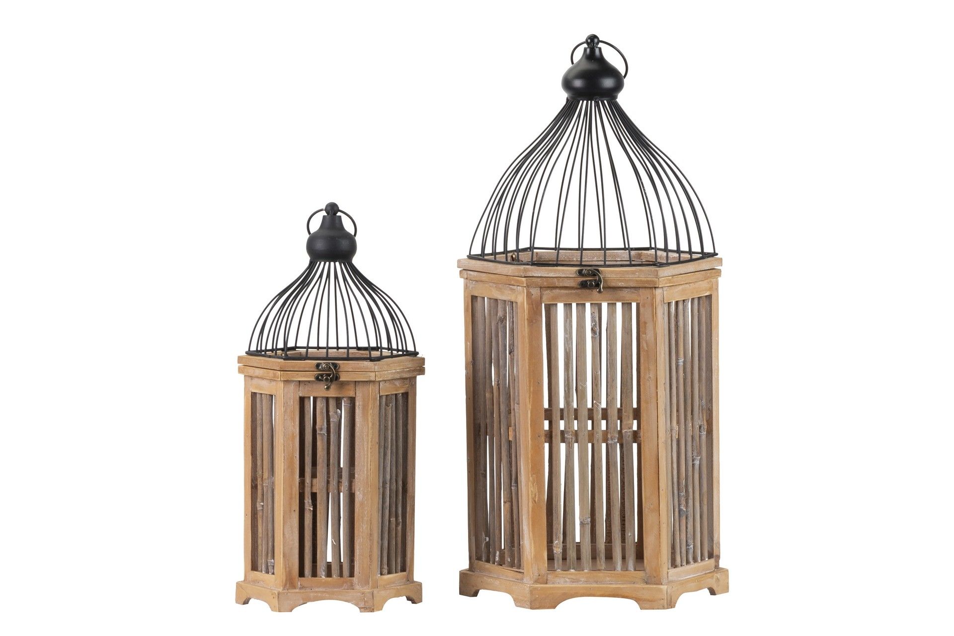 SET 2 ANTIQUE LANTERN 31x27x66/22x19x48 CM