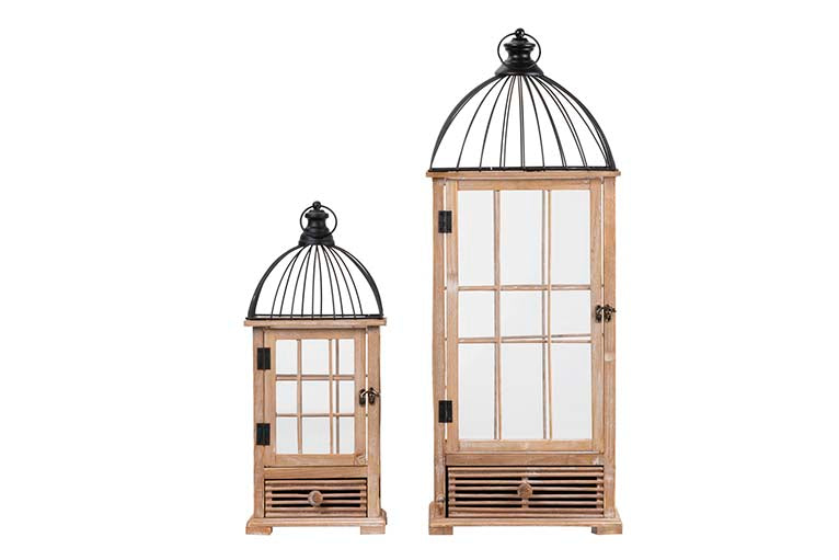 SET 2 ANTIQUE LANTERN 30x30x80 / ​​22x22x53 CM