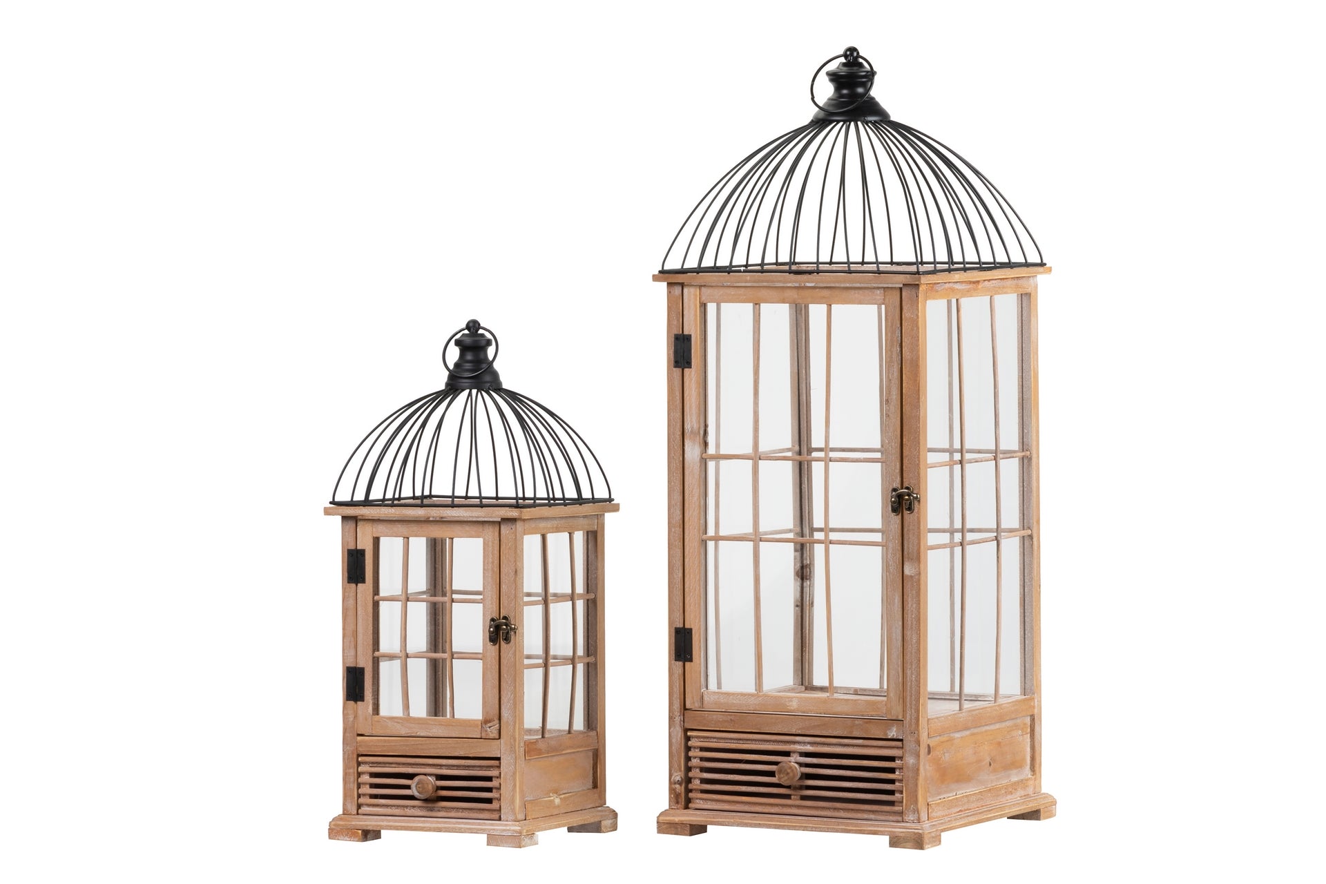 SET 2 ANTIQUE LANTERN 30x30x80 / ​​22x22x53 CM
