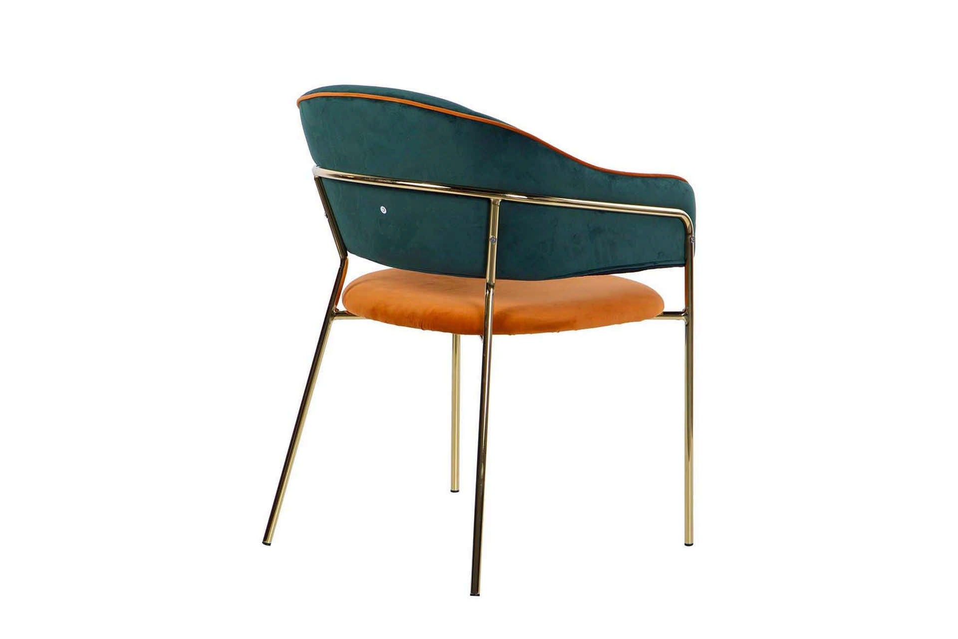 CADEIRA DE VELUDO VERDE LARANJA 57x59x82 CM - Mín. 2 peças
