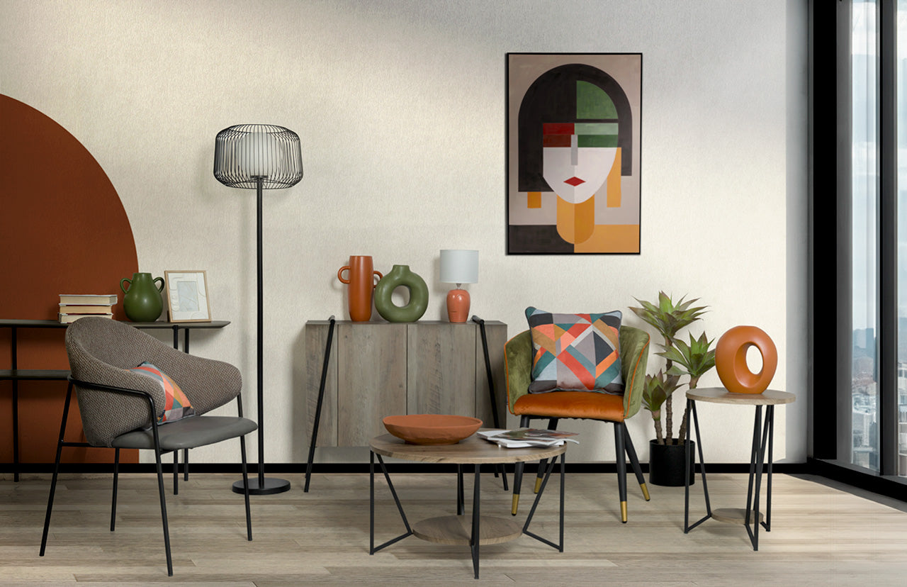 CHAIR WITH GREEN ORANGE VELVET HANDLE 55x57x76 CM - Min. 2 pcs