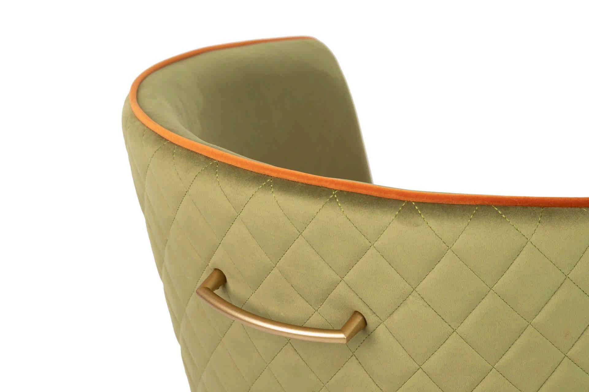 CHAIR WITH GREEN ORANGE VELVET HANDLE 55x57x76 CM - Min. 2 pcs