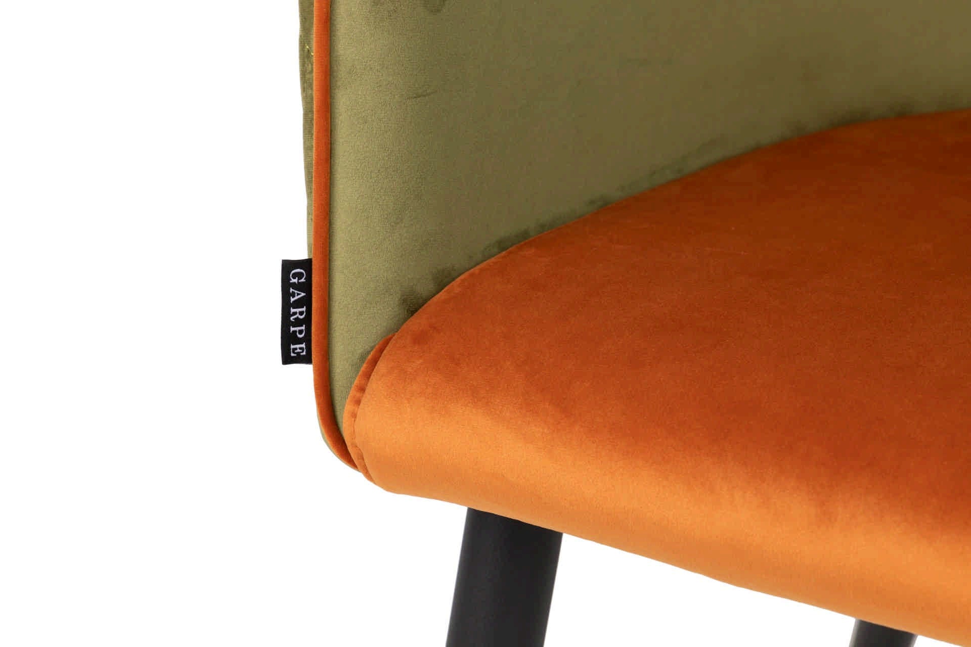 CHAIR WITH GREEN ORANGE VELVET HANDLE 55x57x76 CM - Min. 2 pcs