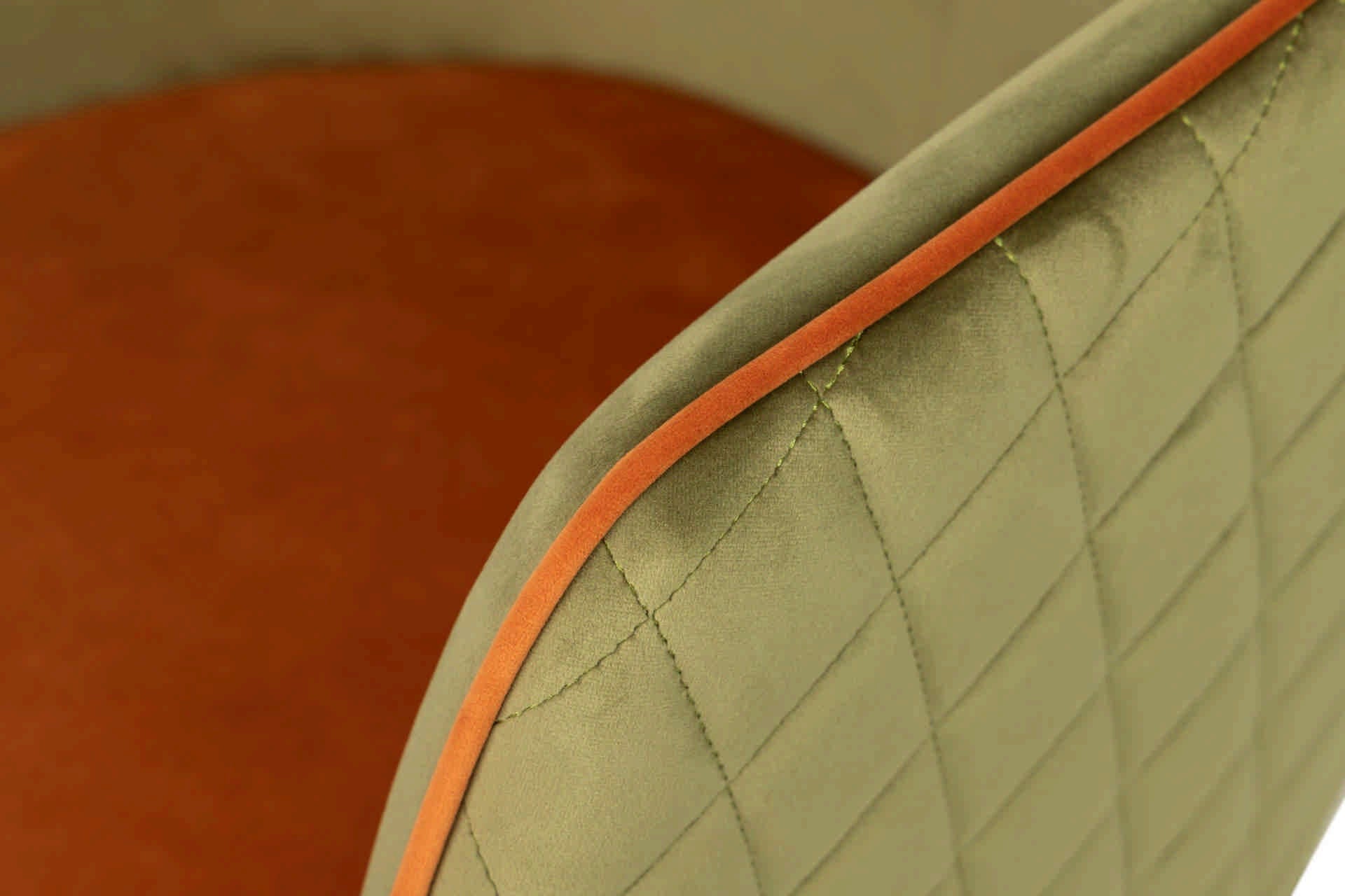 CHAIR WITH GREEN ORANGE VELVET HANDLE 55x57x76 CM - Min. 2 pcs