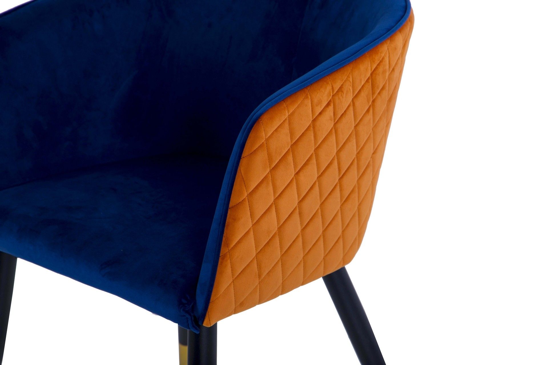 SILLA CON TIRADOR VELVET AZUL NARANJA 55x57x76 CM