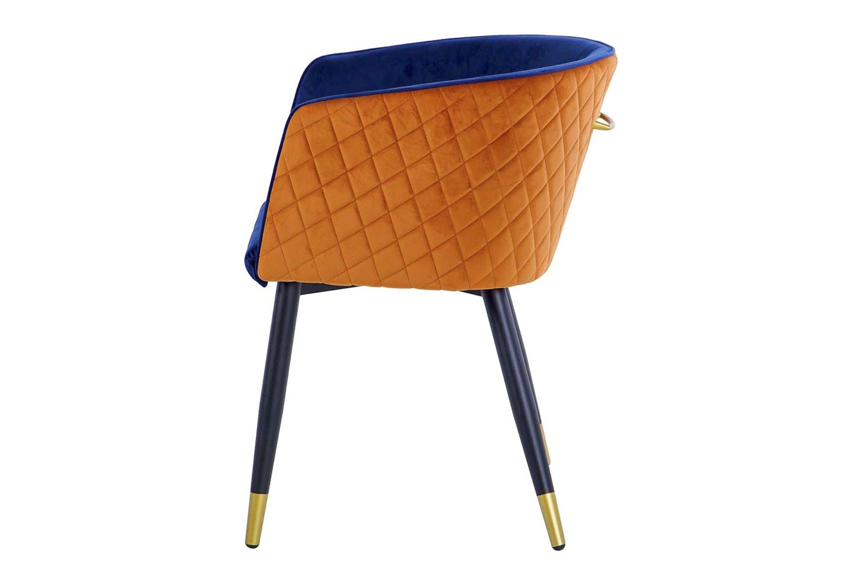 SILLA CON TIRADOR VELVET AZUL NARANJA 55x57x76 CM