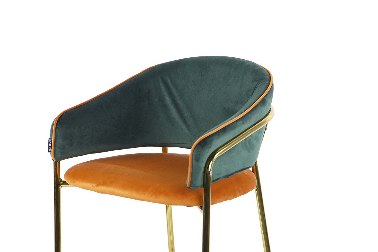 TABURETE BAR VELVET VERDE NARANJA 53x52x99 CM