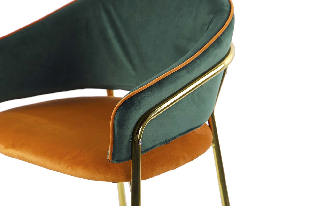 TABURETE BAR VELVET VERDE NARANJA 53x52x99 CM