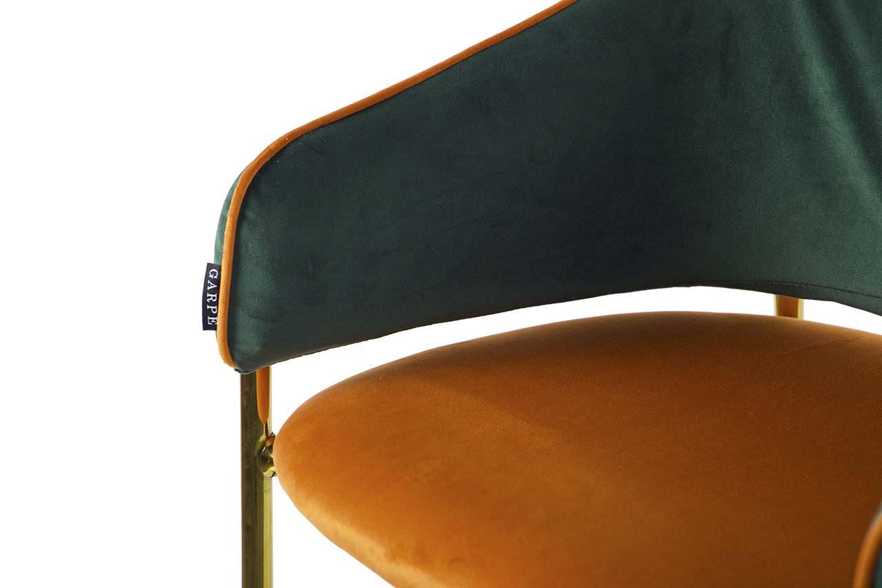 TABURETE BAR VELVET VERDE NARANJA 53x52x99 CM