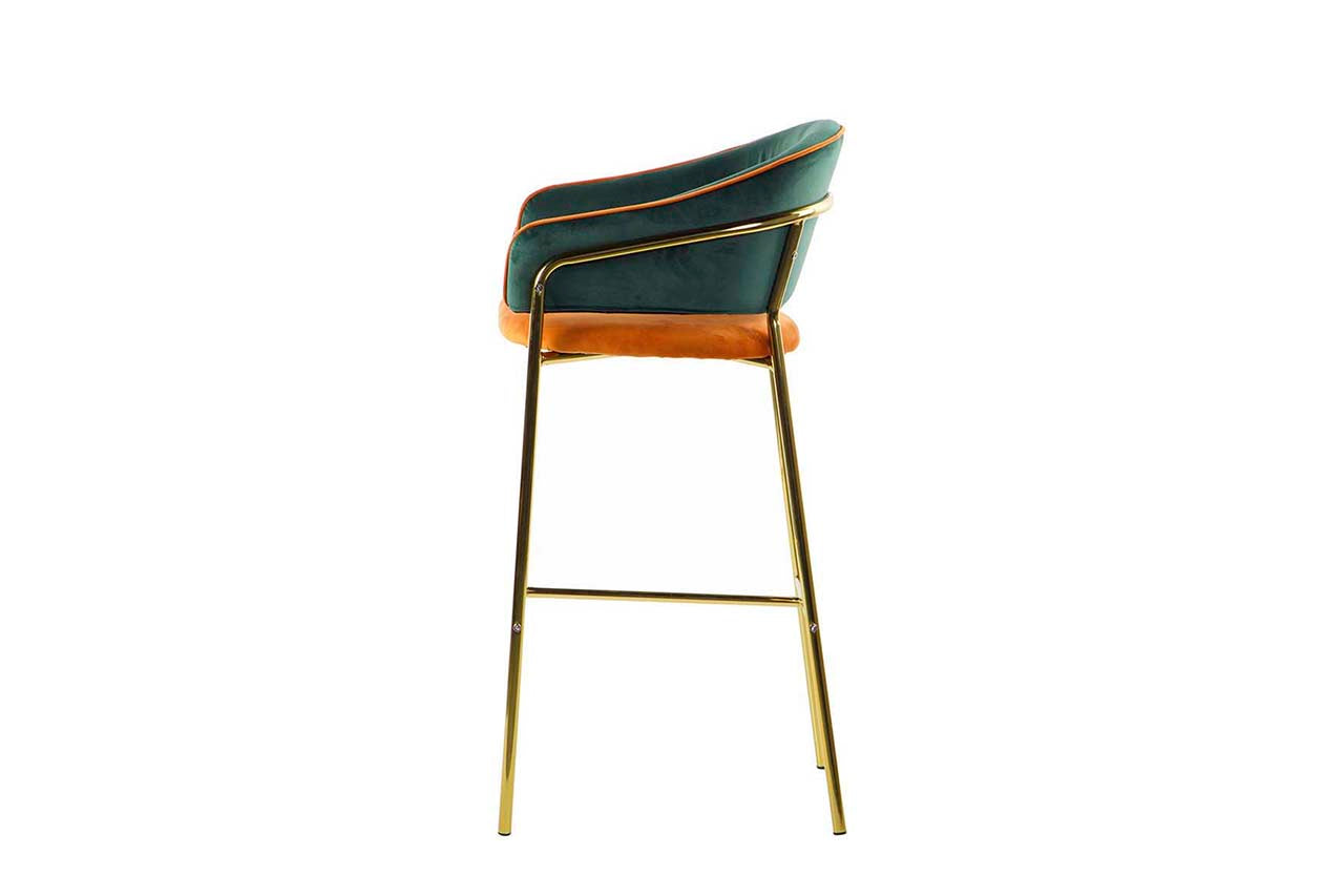 TABURETE BAR VELVET VERDE NARANJA 53x52x99 CM