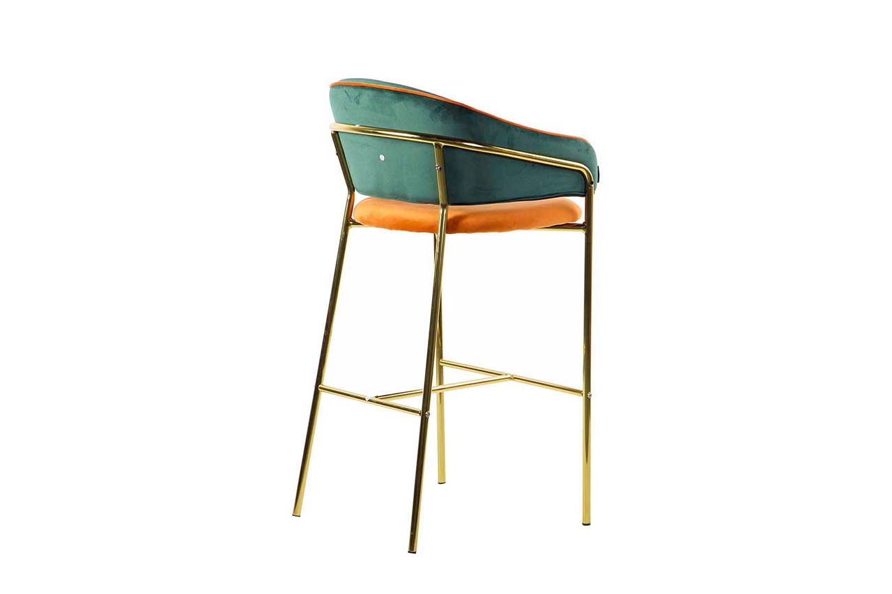 TABURETE BAR VELVET VERDE NARANJA 53x52x99 CM