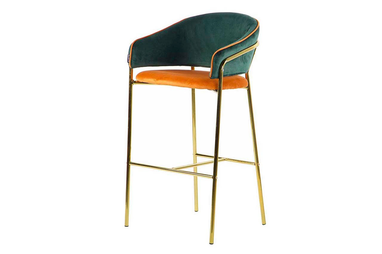 TABURETE BAR VELVET VERDE NARANJA 53x52x99 CM