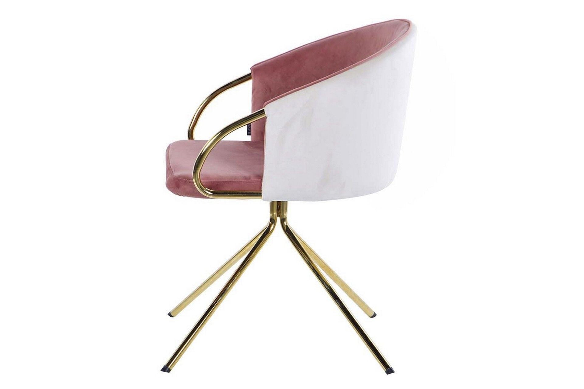 SWIVEL CHAIR VELVET BEIGE-PINK 55x58x77 CM - Min. 2 pcs