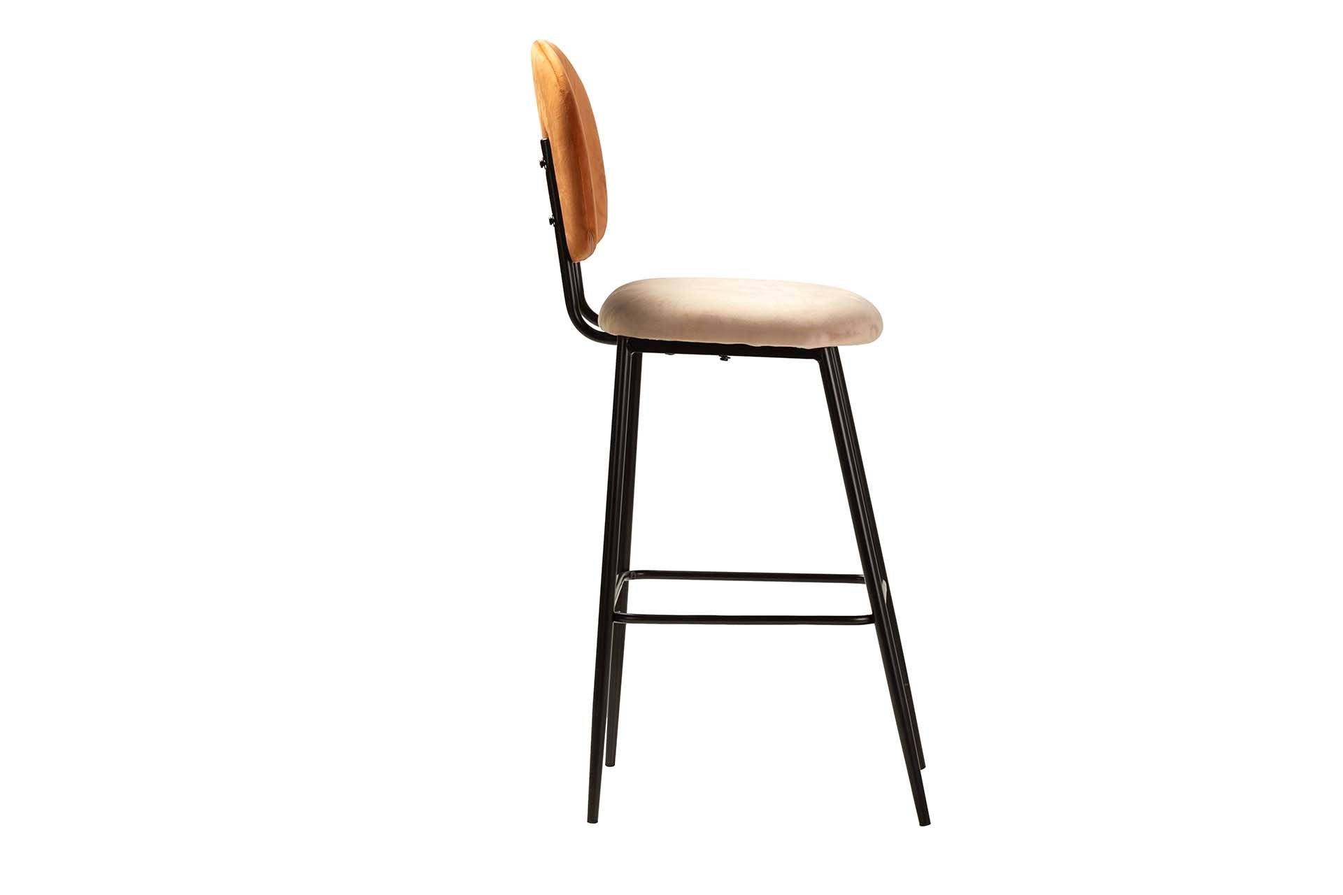 VELVET ORANGE BROWN BAR STOOL 43x53x108 CM - Min.2 units