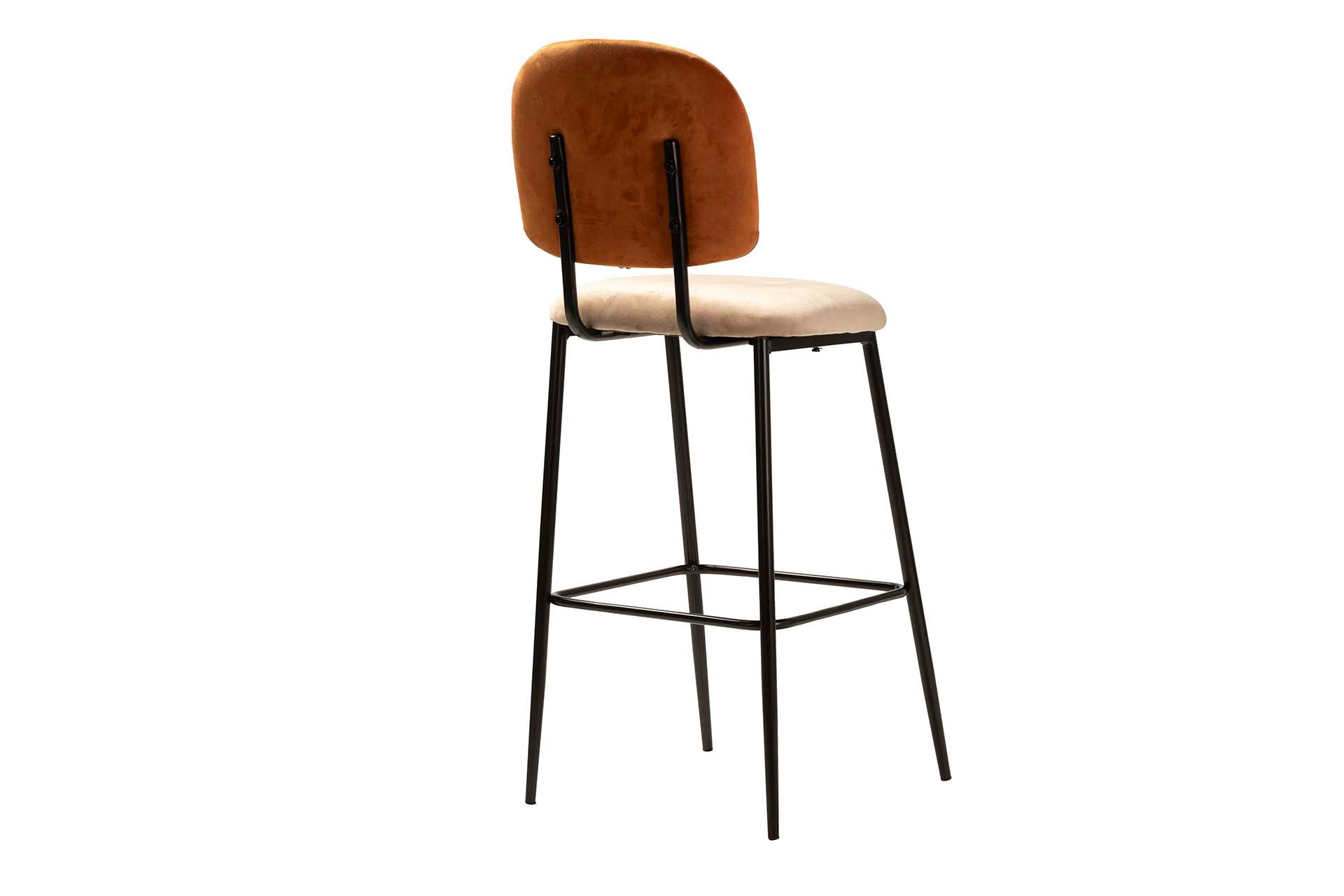 VELVET ORANGE BROWN BAR STOOL 43x53x108 CM - Min.2 units