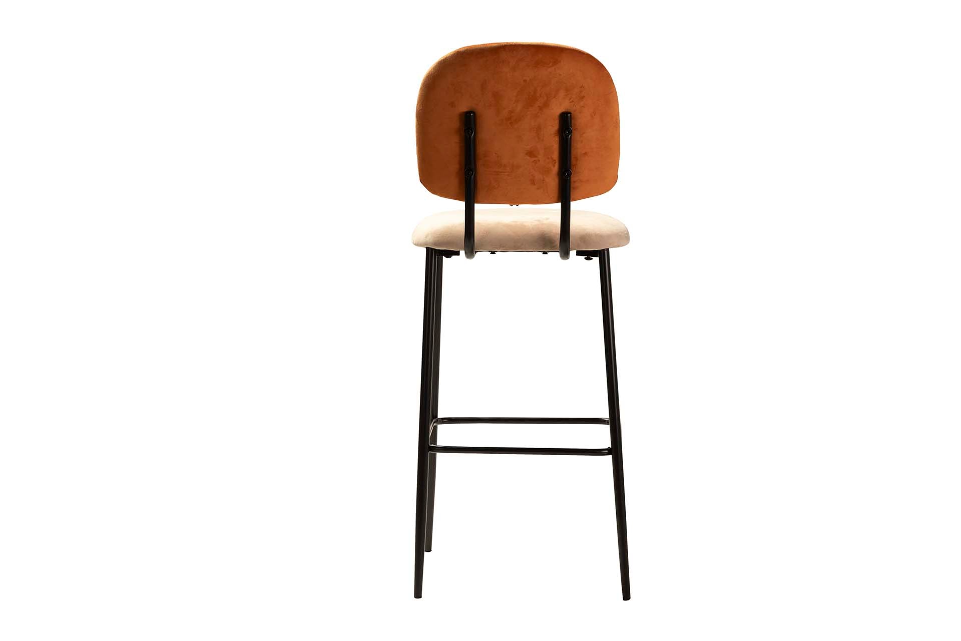 VELVET ORANGE BROWN BAR STOOL 43x53x108 CM - Min.2 units