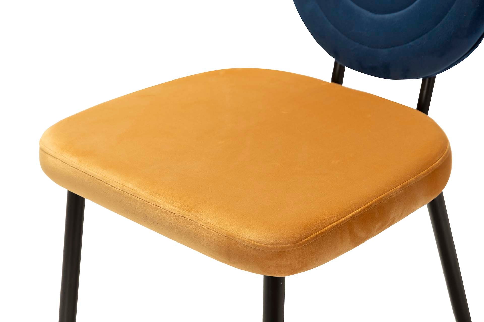 SILLA VELVET AZUL AMARILLO 45x58x83 CM - Min.2 uds