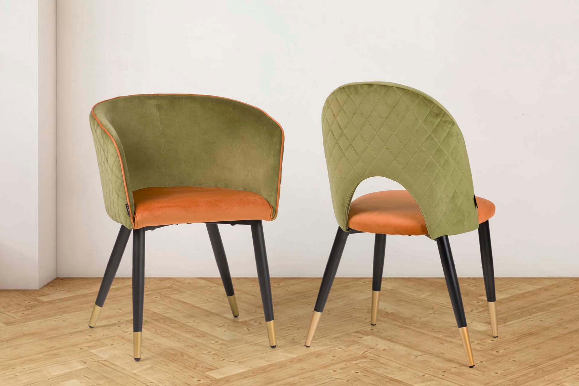 SILLA VELVET VERDE NARANJA 49x54x87 CM - Min.4 uds