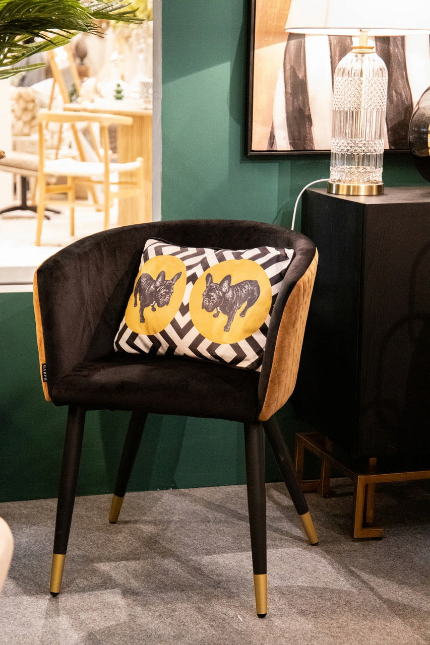 SILLA VELVET AMARILLO NEGRO 55x55x76 CM - Min.2 uds