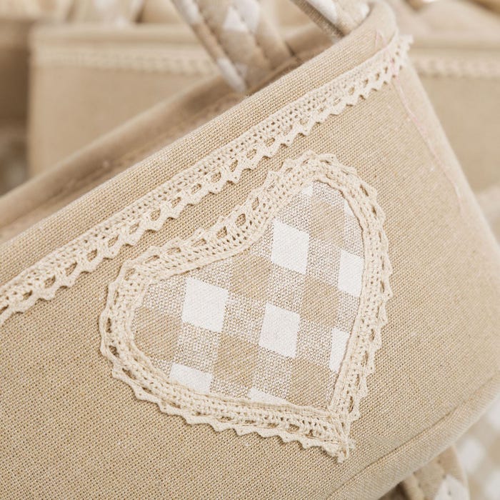 Set 3 Cesto Y 4 Cesta "Heart" Beige 40 X 40 X 42 Cm