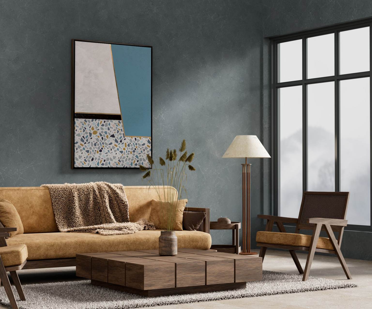 CUADRO ABSTRACT MARCO 30% PINTADO MANO 83x5x123 CM