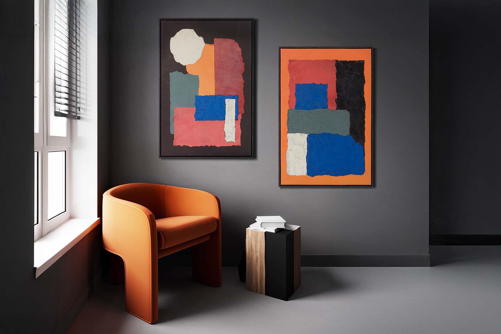 CUADRO ABSTRACTO RELIEVE CON MARCO NEGRO 63x4x93CM