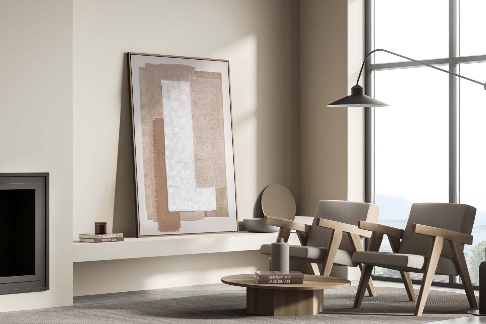 PINTURA ABSTRATA 50% PINTADA À MÃO 83x4x123 CM