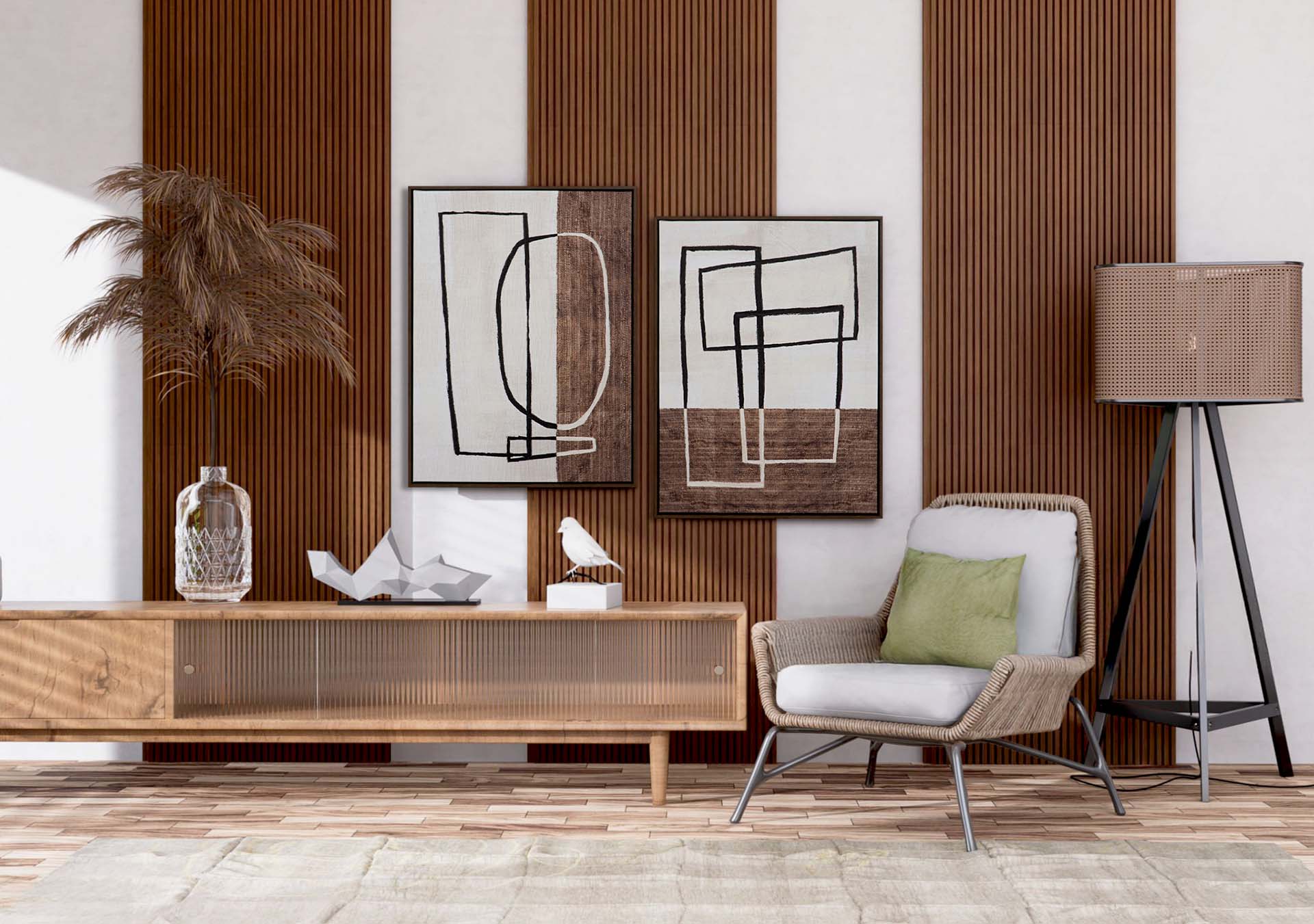 SET 2 CUADROS 50% PINTADO A MANO 63x4x83 CM