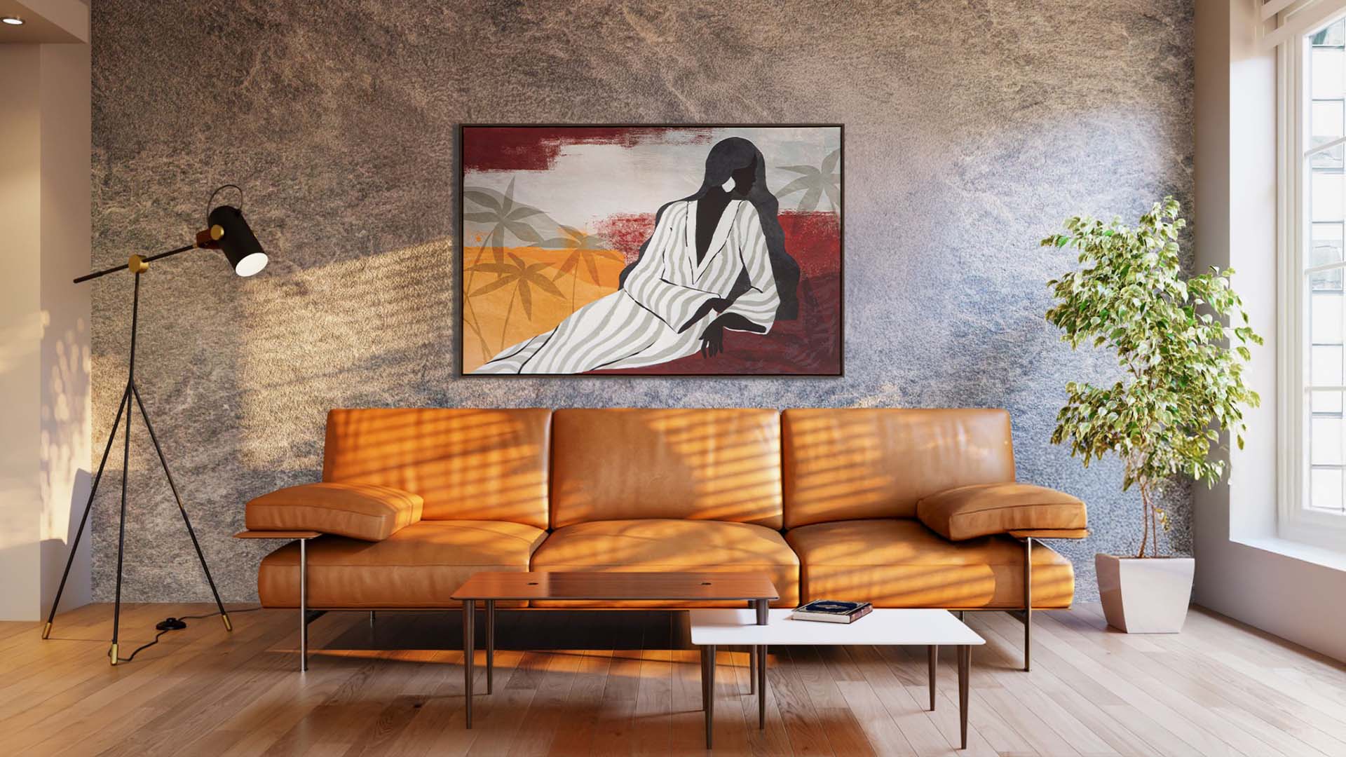 AFRICAN PAINTING 50% HAND PAINTED 123x4x83 CM