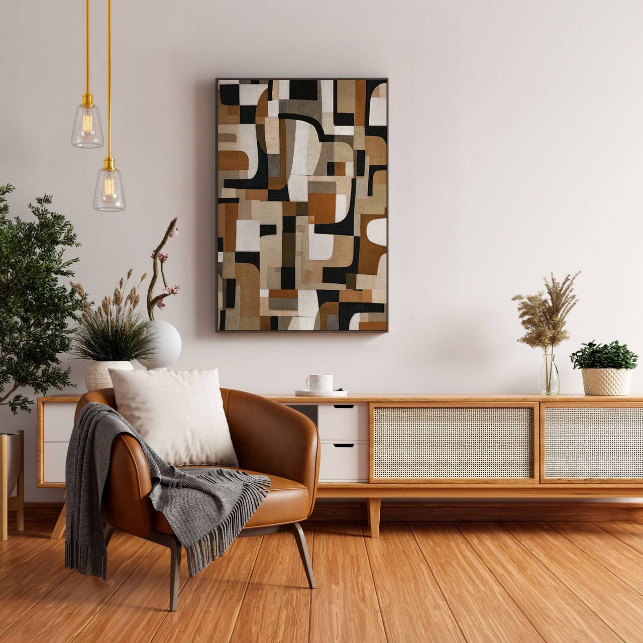 CUADRO ABSTRACTO 80% PINTADO A MANO 83x4x123 CM