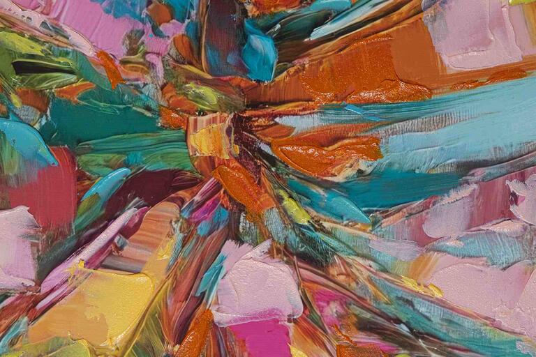 CUADRO PALMERA 80% PINTADO A MANO 83x4x123 CM