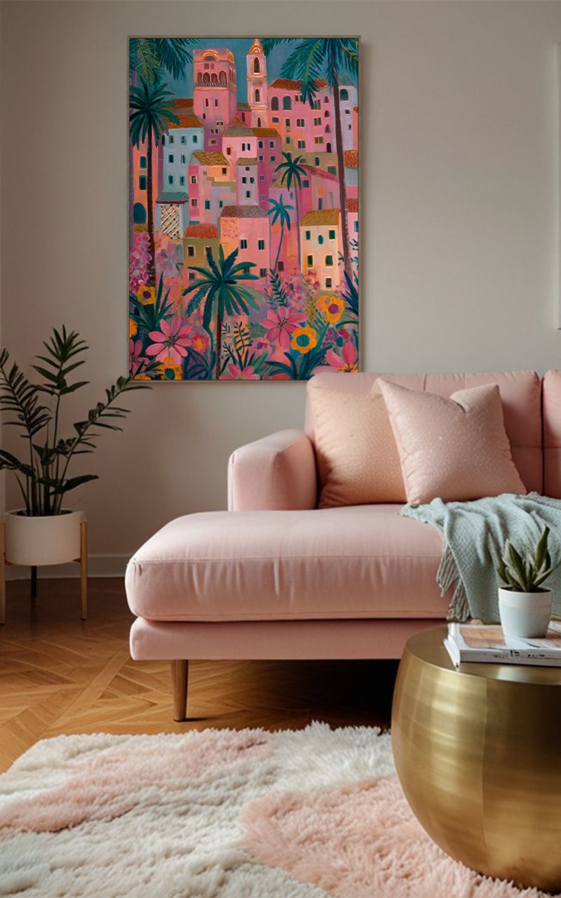 CUADRO CIUDAD 80% PINTADO A MANO 83x4x123 CM