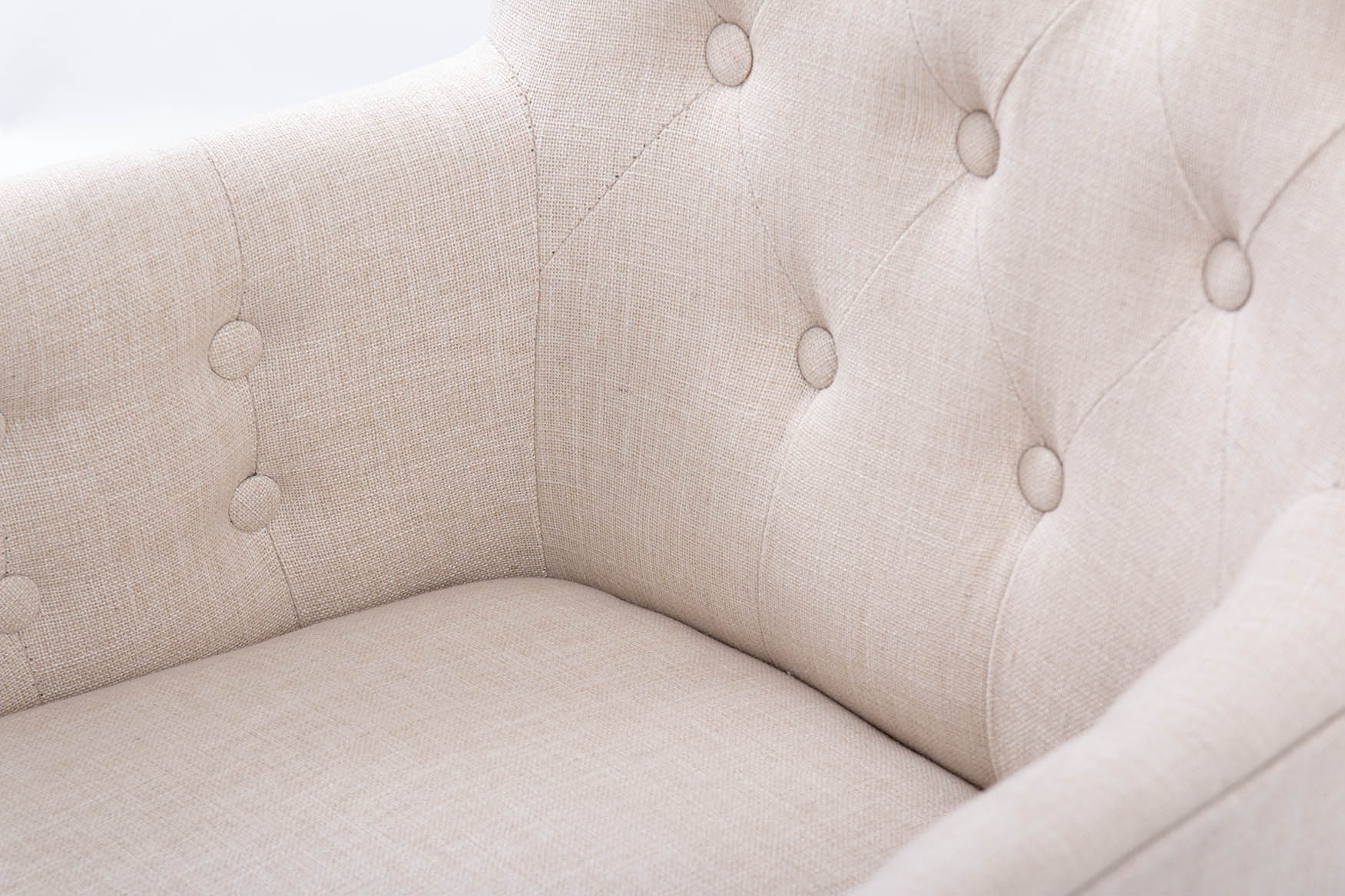 CAPITONE LINEN ARMCHAIR WITH WOODEN LEGS 59x62x85 CM