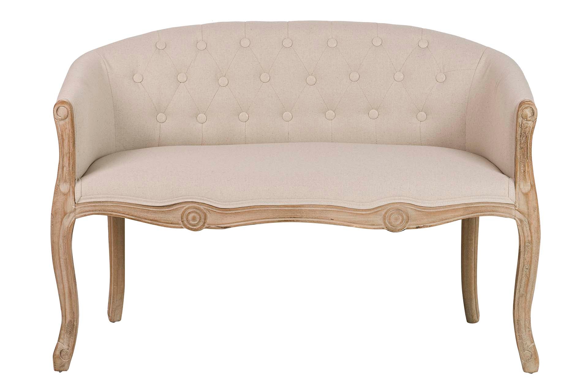 SOFA DOBLE LINO CAPITONE PATAS MADERA 107x61x71CM