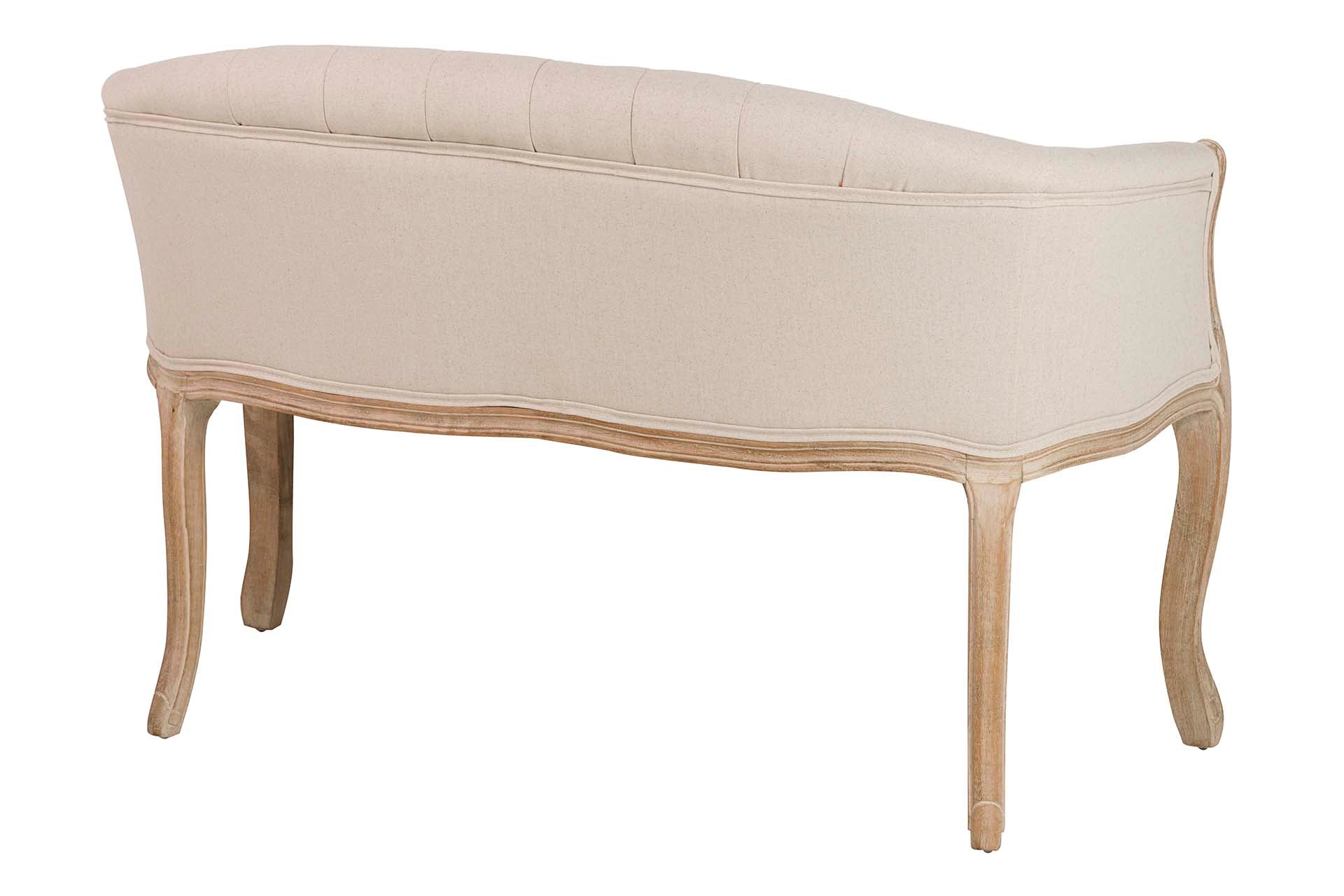 SOFA DOBLE LINO CAPITONE PATAS MADERA 107x61x71CM