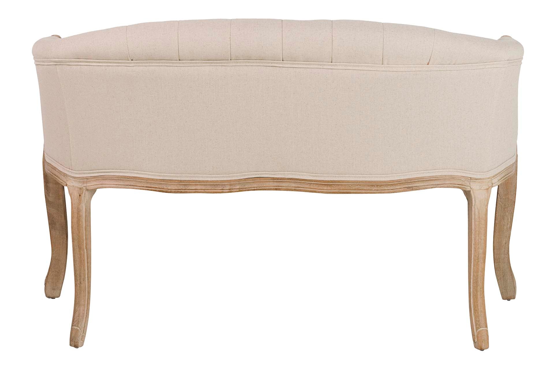 SOFA DOBLE LINO CAPITONE PATAS MADERA 107x61x71CM