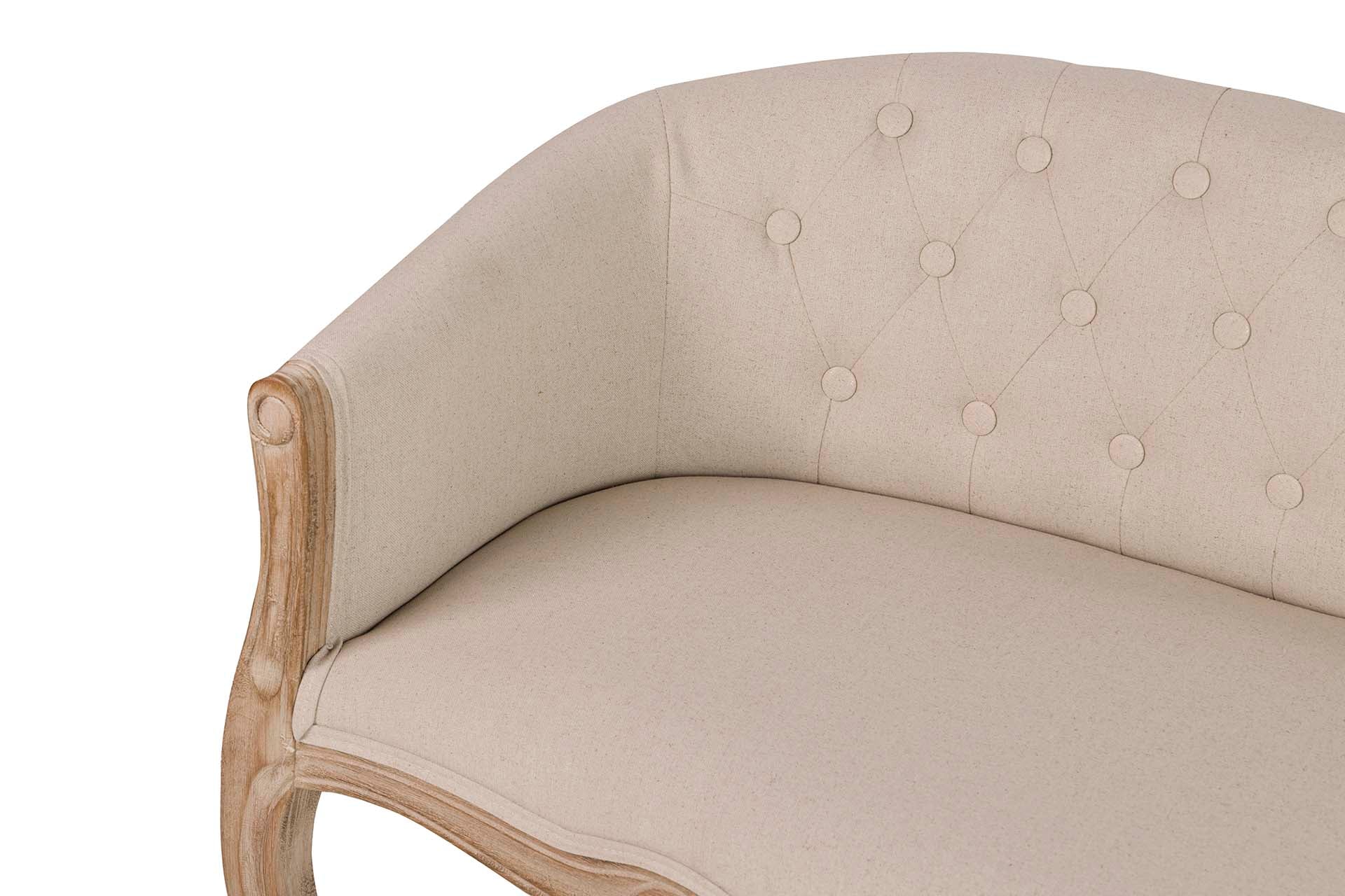 SOFA DOBLE LINO CAPITONE PATAS MADERA 107x61x71CM